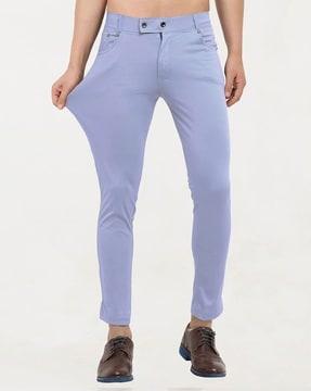 high-rise skinny fit trousers