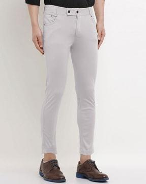 high-rise skinny fit trousers