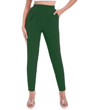 high-rise skinny fit trousers
