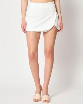 high-rise skorts with curved hem