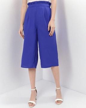 high-rise slim fit culottes with paperbag waist