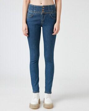 high-rise slim fit jeans