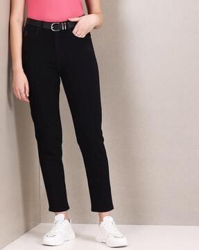 high-rise slim fit jeans