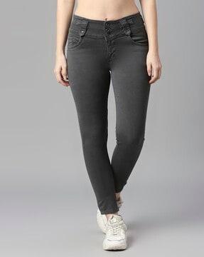 high-rise slim fit jeans