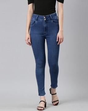 high-rise slim fit jeans