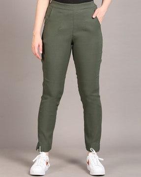 high-rise slim fit pants