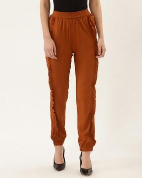 high-rise slim fit trousers