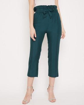 high rise slim fit trousers