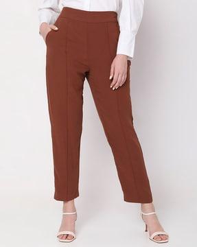 high-rise slim fit trousers