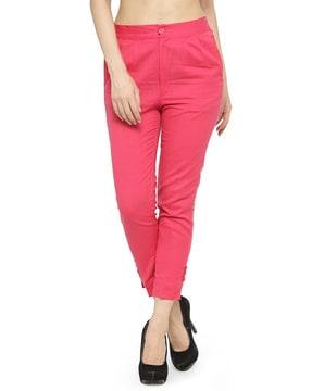 high-rise slim fit trousers