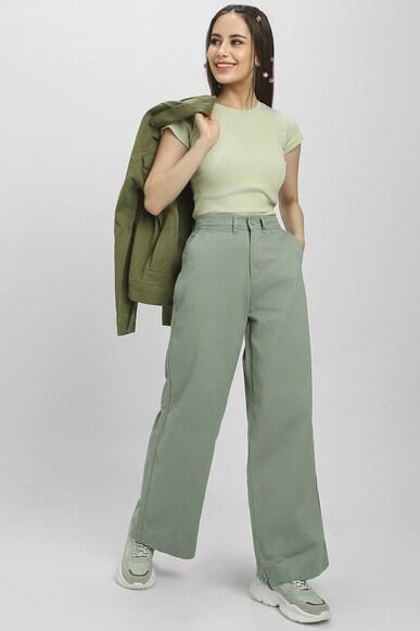 high rise solid pant
