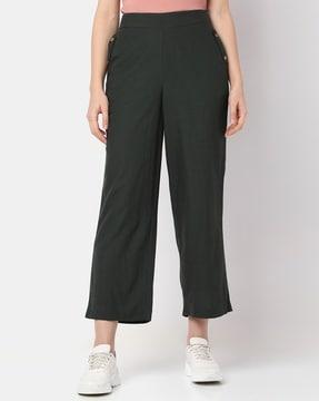 high-rise straight cotton pants