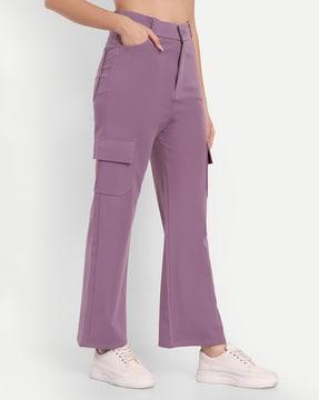 high-rise straight fit cargo trousers