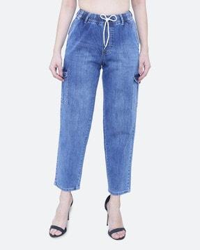 high-rise straight fit jeans