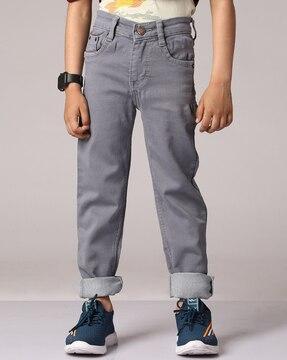 high-rise straight fit jeans