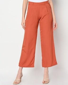 high-rise straight fit pants