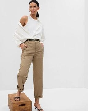 high-rise straight fit pants