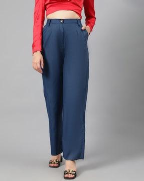 high-rise straight fit pants