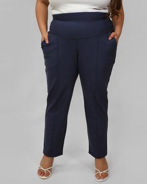 high-rise straight fit pants