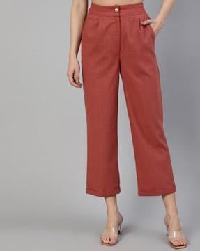 high-rise straight fit pants