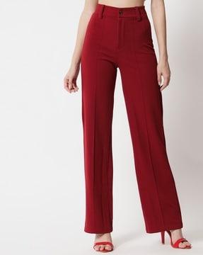 high-rise straight fit pants