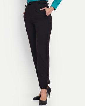 high-rise straight fit pants