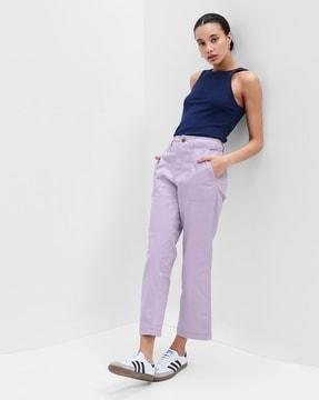 high-rise straight fit pants