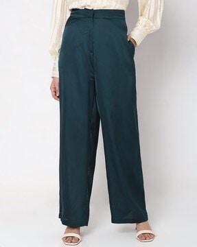 high-rise straight fit pants