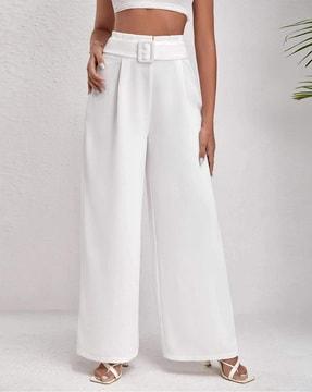 high-rise straight fit pants