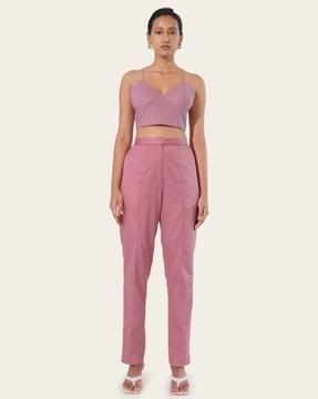 high-rise straight fit pants