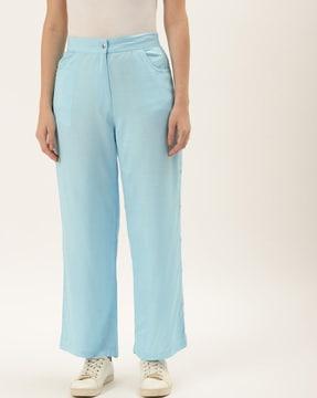 high-rise straight fit trousers