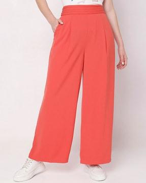 high-rise straight fit trousers