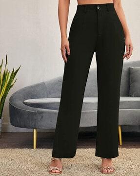 high rise straight fit trousers