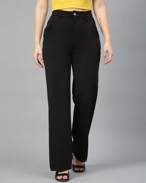 high-rise straight fit trousers