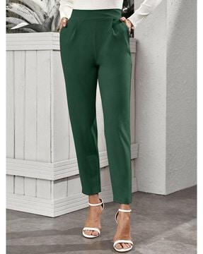high-rise straight fit trousers