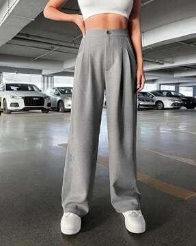 high-rise straight fit trousers