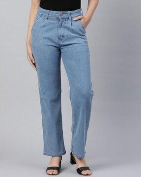 high-rise straight jeans