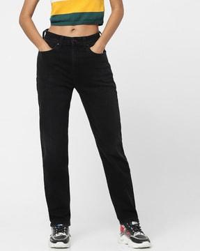 high-rise straight jeans