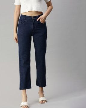 high-rise straight jeans