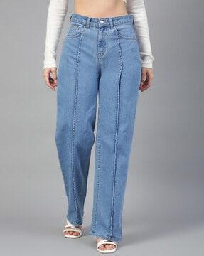 high-rise straight jeans