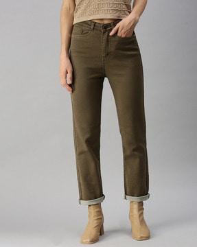 high-rise straight jeans