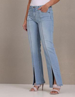 high rise straight jeans