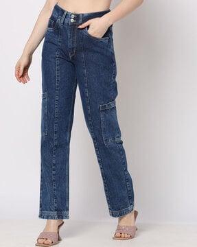 high rise straight loose fit jeans