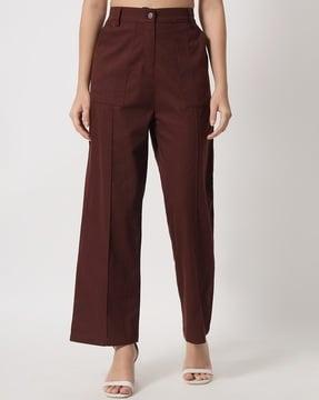 high-rise straight pants with insert pockets