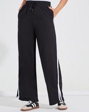 high-rise straight track pants with contrast panels