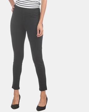 high-rise tapered flat-front pants