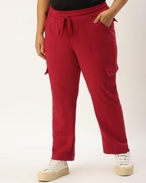 high rise trousers with drawstring waist