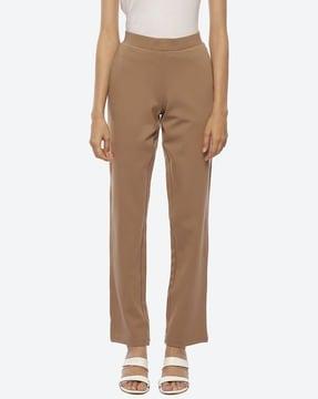 high-rise trousers with elasticated waist