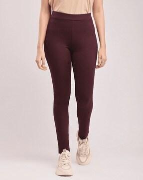high-rise trousers with elasticated waist