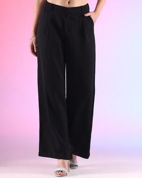 high-rise trousers with elasticated waist